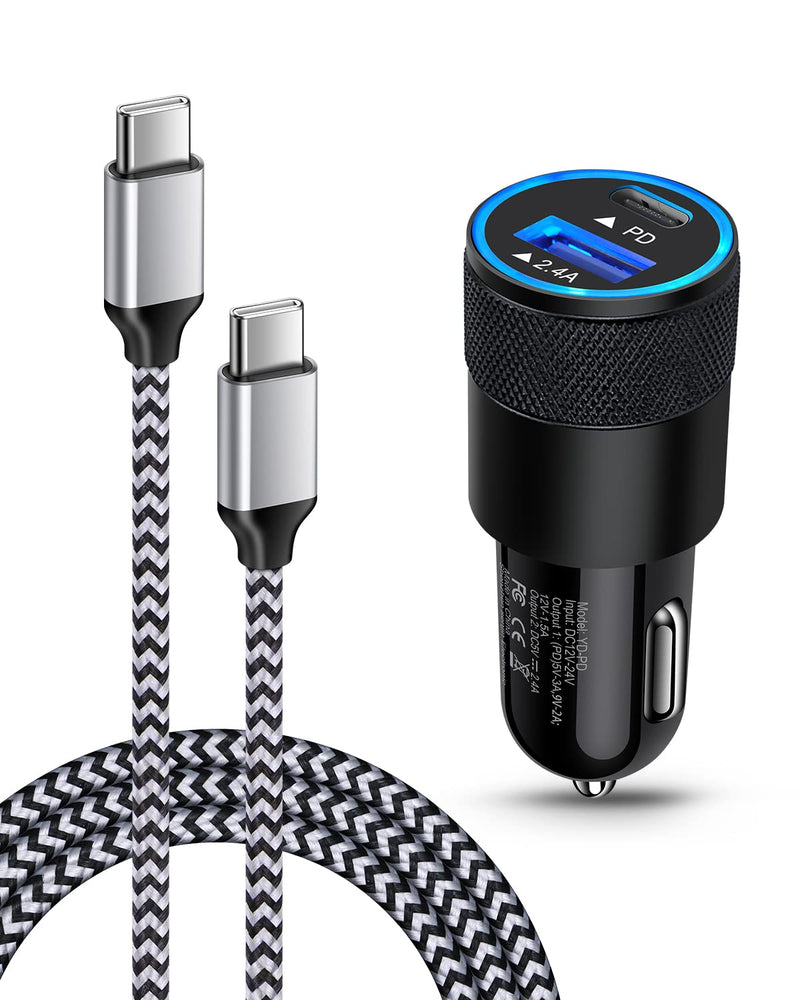 [Australia - AusPower] - 30W USB C Car Charger with Type C Cord, Dual Port PD3.0+2.4A Power Delivery USB Lighter Adapter for Samsung Galaxy S22 Ultra S22+ S21 S20 FE S10 A32 A22 A12, Auto mobile Phone Fast Charging USBC Cable 