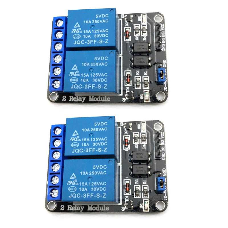 [Australia - AusPower] - FainWan 2pcs 2 Channel Relay Module with Optocoupler 5V Active Low Level Amplifier Trigger JD-VCC Relay Power VCC Power 
