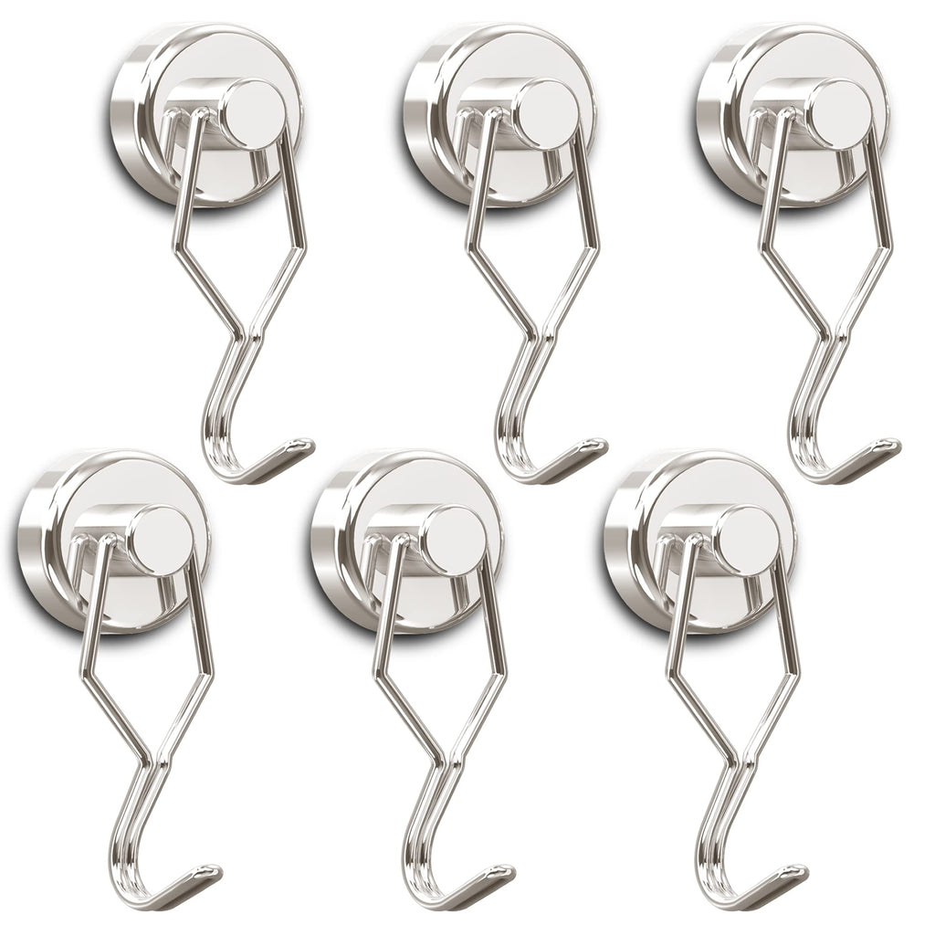 [Australia - AusPower] - Magnetic Hooks,Tohoer Heavy Duty Neodymium Magnet Hook 60LBS with Rust Proof for Indoor Outdoor Hanging,Refrigerator,Grill,Kitchen,Key Holder,Black,Pack of 6 6 Pack 