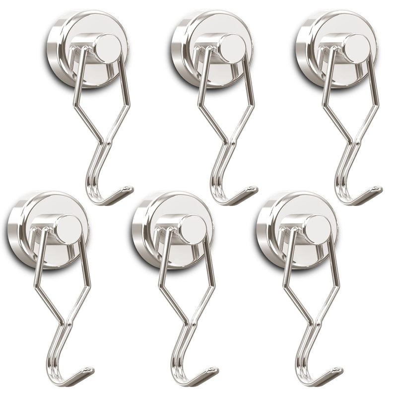 [Australia - AusPower] - Magnetic Hooks,Tohoer Heavy Duty Neodymium Magnet Hook 60LBS with Rust Proof for Indoor Outdoor Hanging,Refrigerator,Grill,Kitchen,Key Holder,Black,Pack of 6 6 Pack 