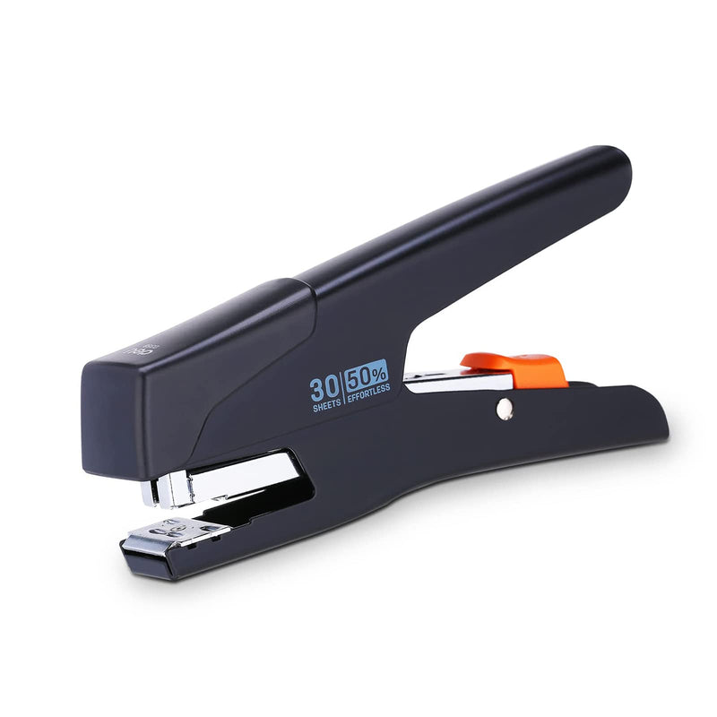 [Australia - AusPower] - Deli Plier Stapler, 50% Effortless Stapler, Sturdy Metal Hand Stapler with 30 Sheets Capacity, Easy to Load and Jam Free Design Home Office Staplers Black 