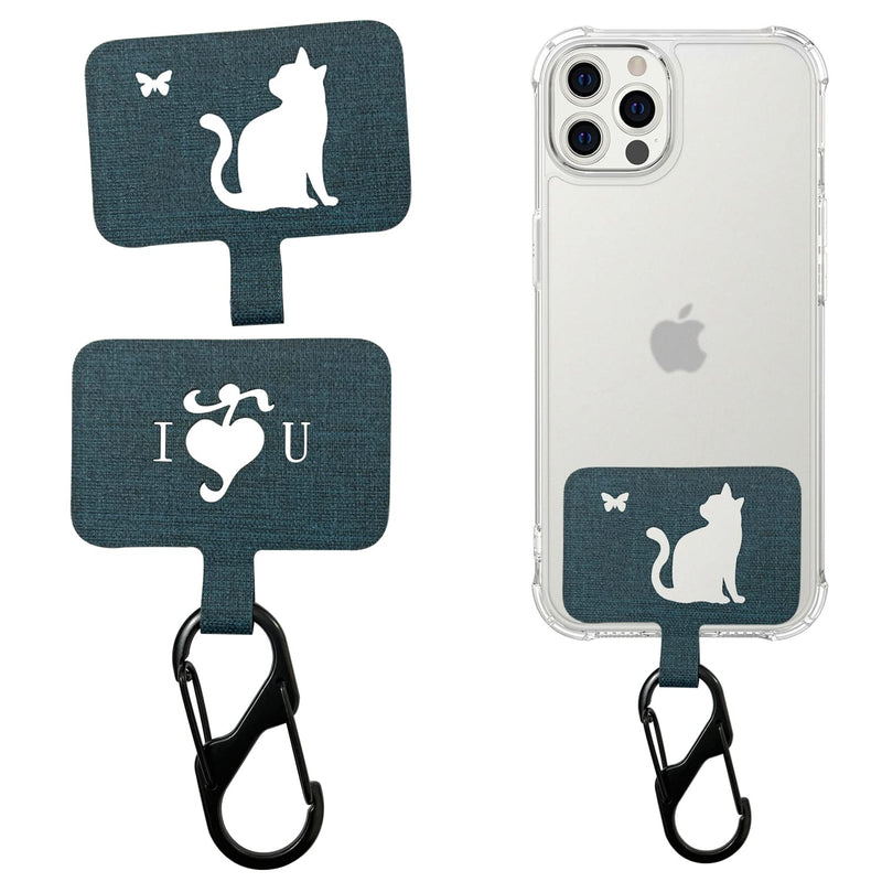[Australia - AusPower] - Danadout Phone Tether Tab with S-Carabiner, Universal Phone Anchor Tab Under Phone Case with Personalized Hollowed Out Pattern, Compatible for Lanyard, Wrist Strap (Navy Blue) Tether Tab-Navy Blue 