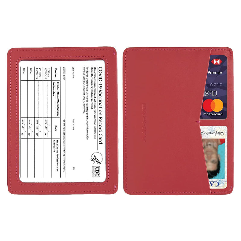 [Australia - AusPower] - Vaccine Card Holder for Men and Women Genuine Leather CDC 4 X 3 Inches Immunization Record Vaccination Card Protector Covid Vaccine Card Protector Watermelon Red 