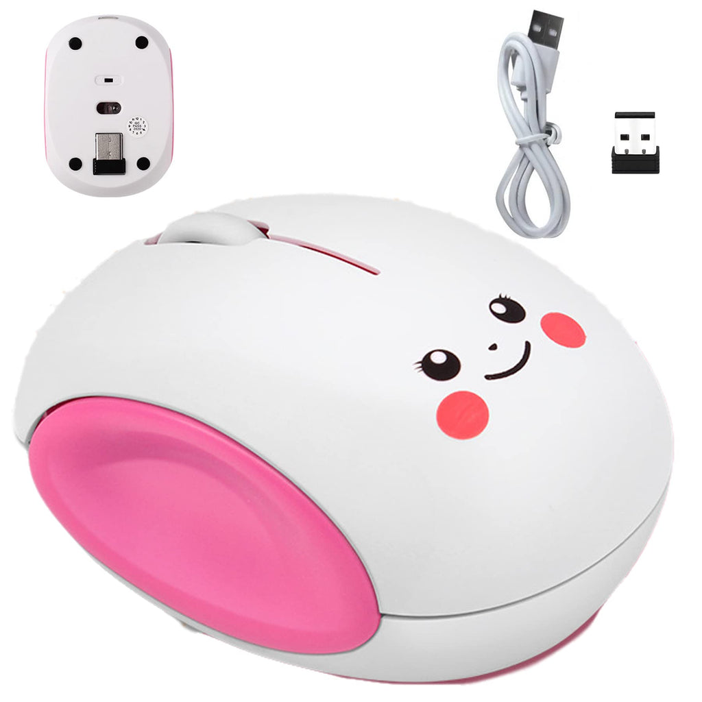 [Australia - AusPower] - 2.4ghz Wireless Mouse Cute Smiley Bun Egg Shape Cartoon Silent Computer Mouse, 1600dpi Quiet Portable Mobile Optical Travel Mute Cordless Mouse for Pc Laptop Computer Notebook for Kid Gift (1 Pink) 