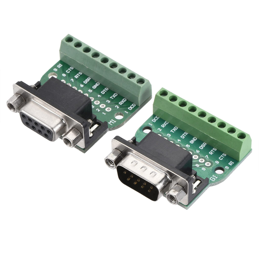 [Australia - AusPower] - MECCANIXITY DB9 RS232 Serial D SUB Male Connector and DB9 D-SUB Female Adapter Plate RS232 to 9 Position Terminal Board 