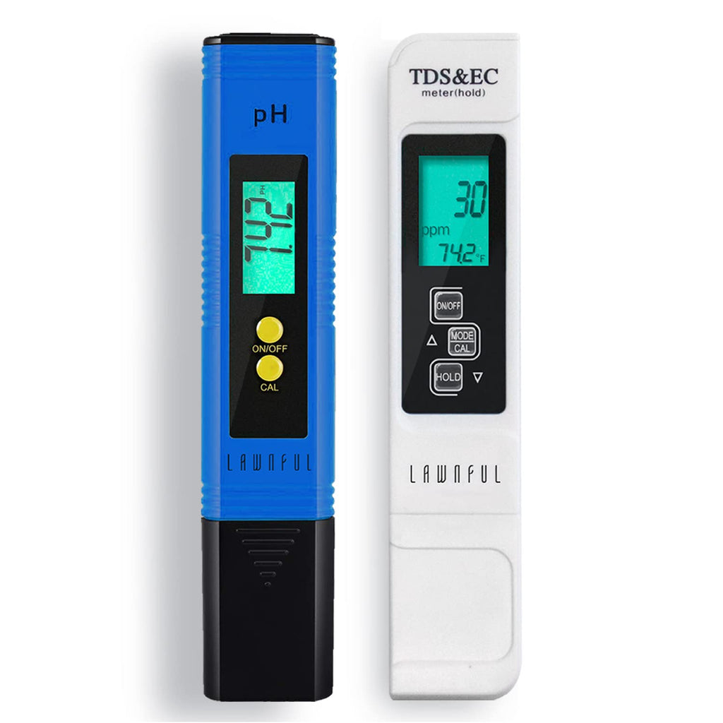 [Australia - AusPower] - Water pH Meter and TDS Meter, LAWNFUL pH and 3 in 1 TDS&EC Water Tester Combo, ±0.01 pH Accuracy ±2% F.S Accuracy TDS/EC/Temperature Meter, Pen Type and Handheld, Turbidity Meters for Home and Lab White+Blue 