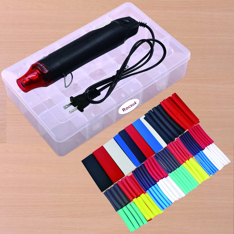 [Australia - AusPower] - Heat Shrink Tubing Kit + Mini Heat Gun for Shrink Tubing Shrink Wrapping – 180pcs 3:1 Dual Wall Adhesive Lined Waterproof Heat Shrink Tubing Marine – for Wire Shrink Wrap Repair Insulation Protector 