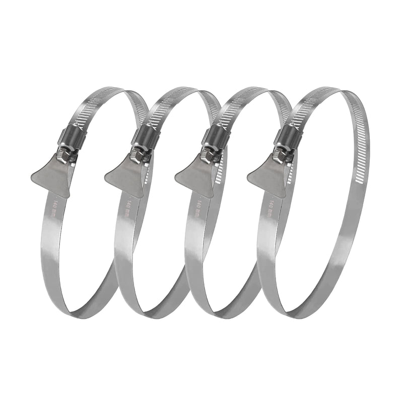 [Australia - AusPower] - Suprom 4 Pack 5 inch Hose Clamp, Adjustable 4 1/2"-5 1/2" Diameter 304 Stainless Steel Easy turn thumb Screw Worm Gear Hose Clamps For Securing Hose, Dryer, Automotive and Mechanical Applications 