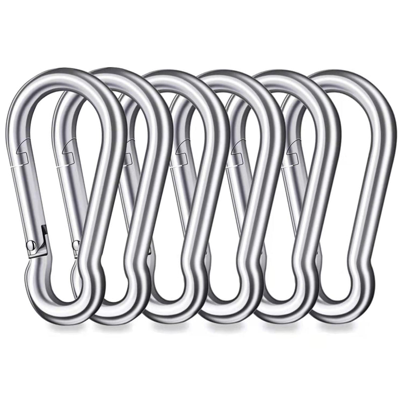 [Australia - AusPower] - SpotDoo Carabiner Spring Snap Hook, 304 Stainless Steel Heavy Duty Carabiner Clips, 6 Pack 2.36 Inch(M6) 