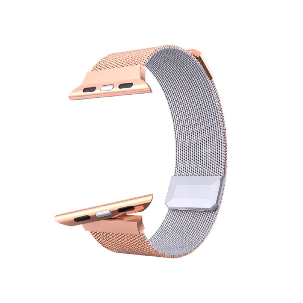 [Australia - AusPower] - Milanese strap Compatible with Apple Watch Band 38/40mm 42/44mm Adjustable Double-Sided Strap & Rotating Connectors Two color Magnetic Wristband For Apple Watch Band women iWatch 6 5 4 3 2 1 SE silver,rose gold 