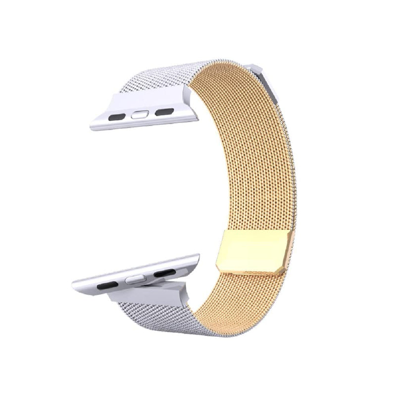 [Australia - AusPower] - Milanese strap Compatible with Apple Watch Band 38/40mm 42/44mm Adjustable Double-Sided Strap & Rotating Connectors Two color Magnetic Wristband For Apple Watch Band women iWatch 6 5 4 3 2 1 SE silver,gold 