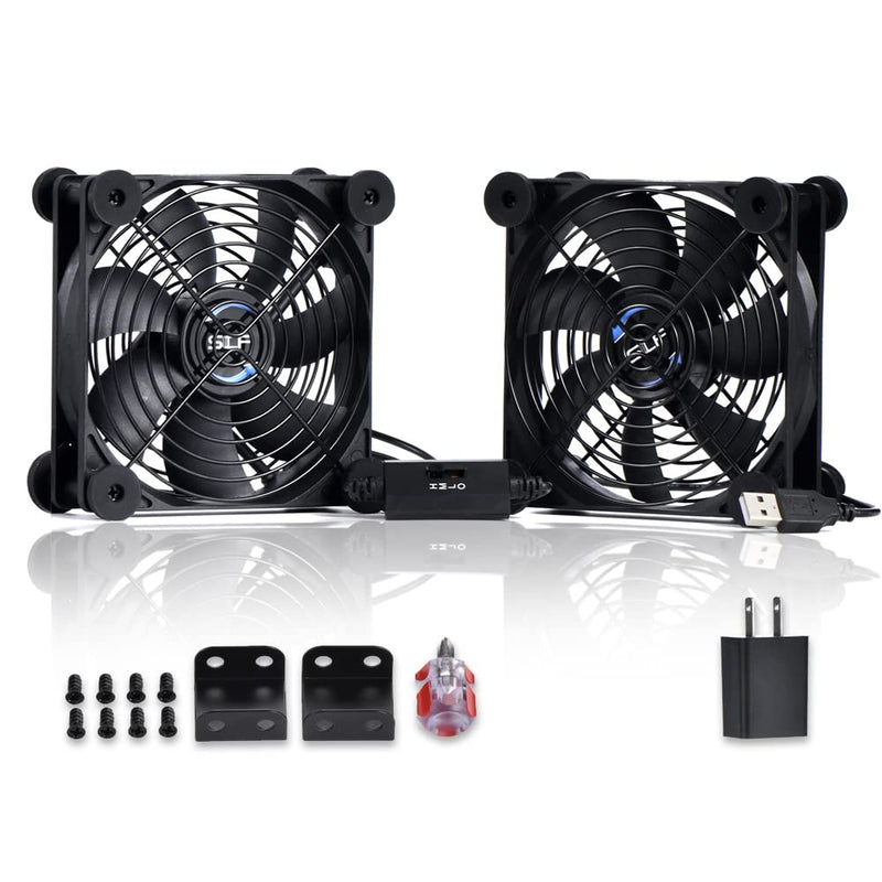 [Australia - AusPower] - SCCCF USB Dual 120mm Control Fan, 5V Portable Cooling Fan for Flat-Screen TV Receiver Router DVR Playstation Xbox Computer Cabinet Cooler 120MM Dual 