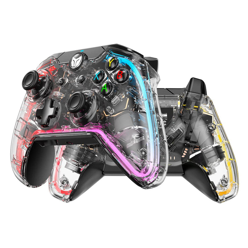 [Australia - AusPower] - PC Controller, BIGBIG WON Rainbow Wired Game Controller RGB Light, Custom Back Button, Motion Aim, Dual Motor, Linear Trigger, 3.5mm Audio PC Gaming Controller for Win11&10 Controller for Switch - 1pc 