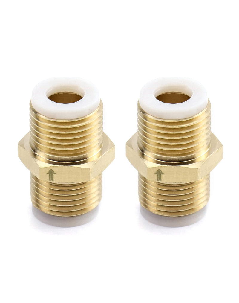 [Australia - AusPower] - QWORK 2Pcs Brass One-way Check Valve, 1/2" Male to 1/2" Male Thread of Backflow Preventer 1/2 inch Male to Male 