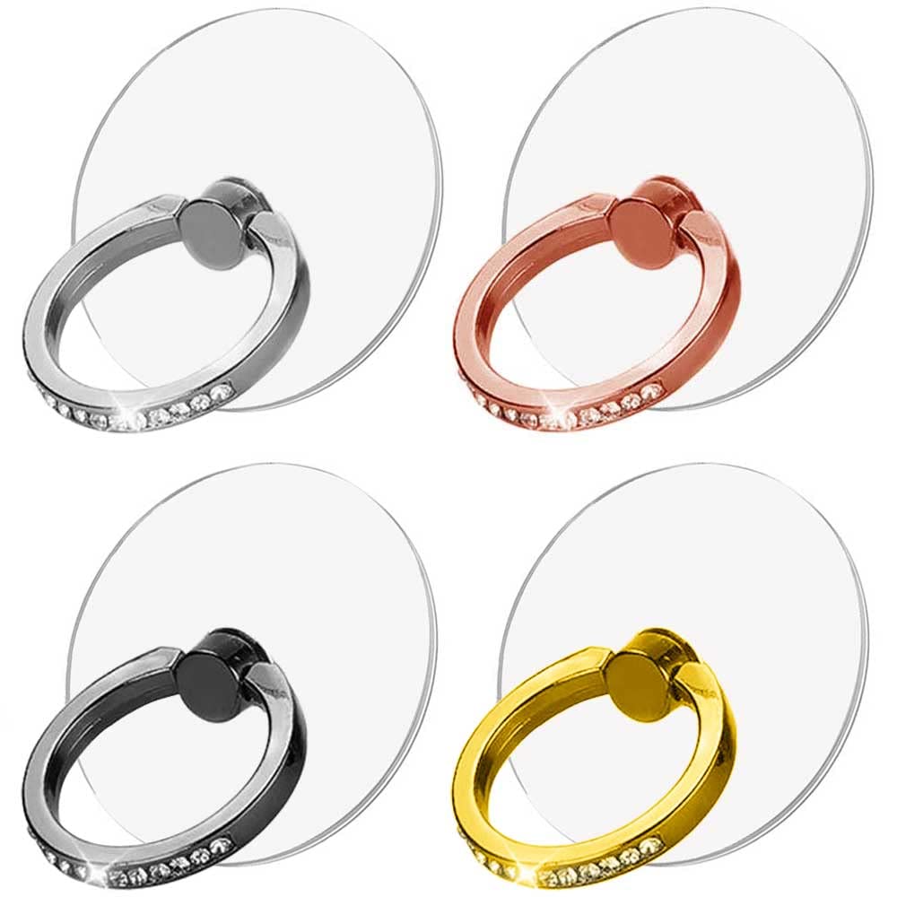 [Australia - AusPower] - VOVIGGOL Cell Phone Ring Holder Stand 4 Pack, Glitter Phone Ring Bling Sparkle Finger Kickstand 360°Degree Rotation Clear Phone Ring Grip Compatible iPhone Cellphone Phone Case(Glitter 4 Color) Diamond 4 Color Round 