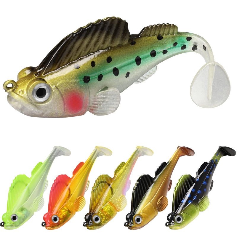 [Australia - AusPower] - GOTOUR Pre-Rigged Jig Head Fishing Lures, Soft Jointed Swimbaits for Bass Fishing, Great Weedless Bass Lures, Tadpole Lure with Spinner, Walleye Shad Baits, Fishing Jigs for Freshwater and Saltwater 