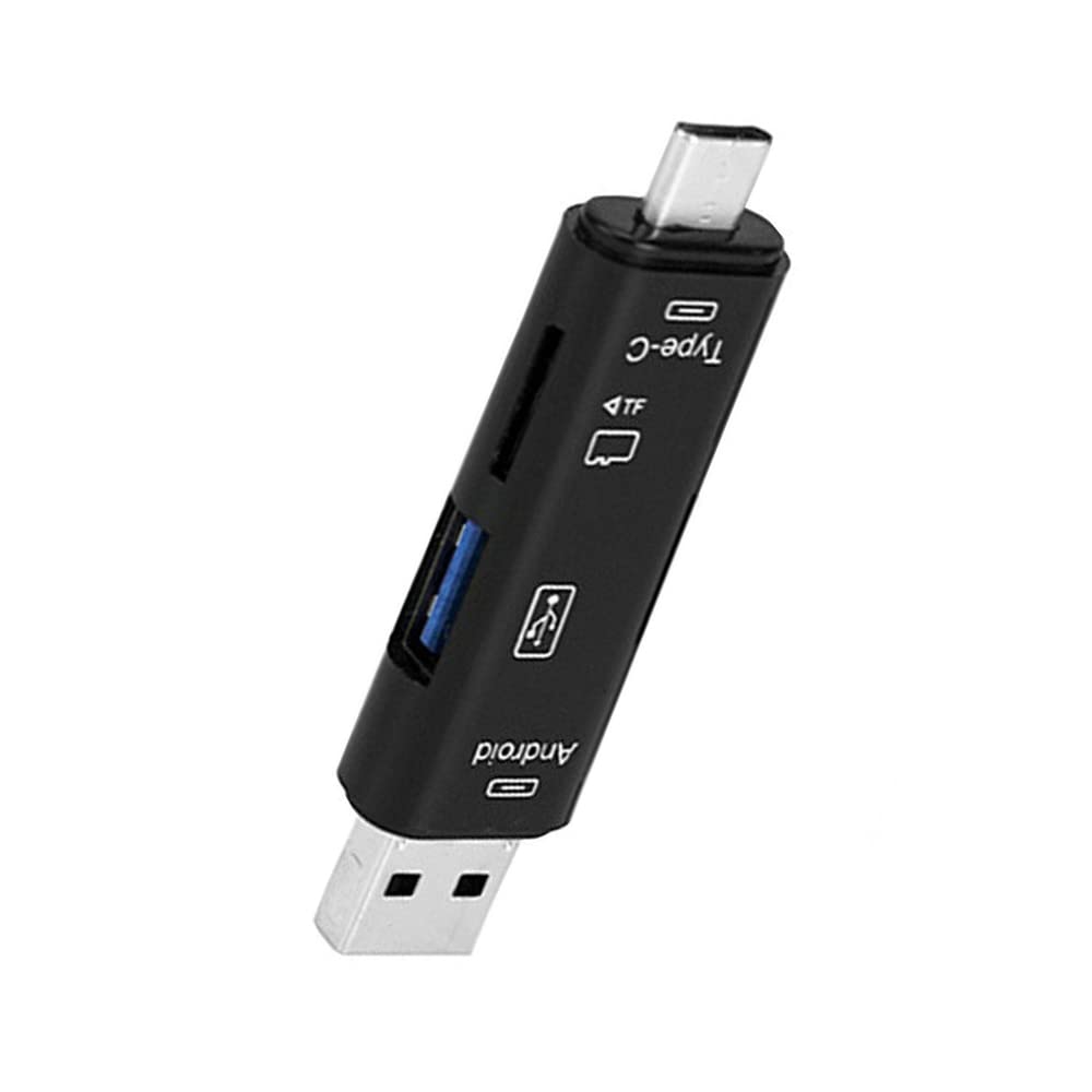 [Australia - AusPower] - Acxico 1Pcs 5 in 1 Memory Card Reader USB 3.0 Type C USB Micro USB SD TF Memory Card Reader OTG Adapter (Black) 