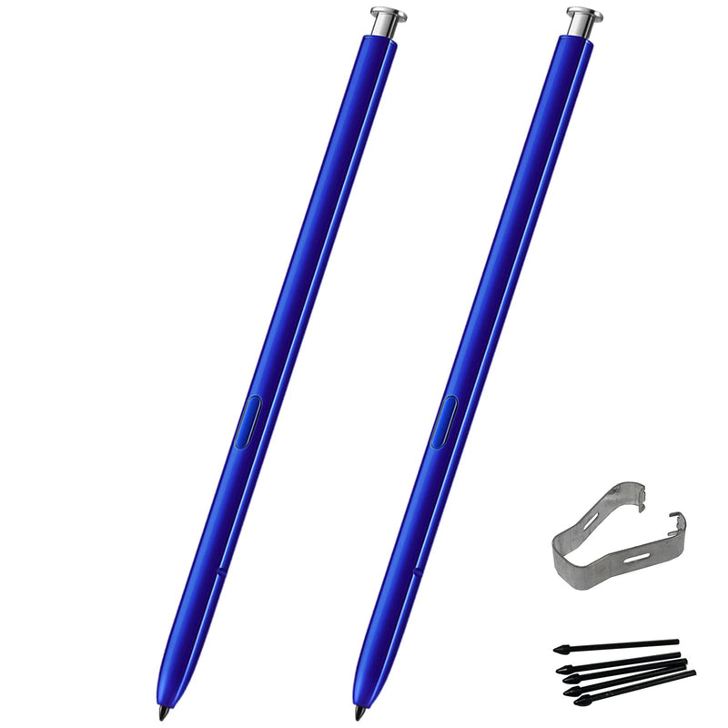 [Australia - AusPower] - 2 Pack Galaxy Note 10 Pen Replacement Stylus Touch S Pen for Galaxy Note 10 Note10 Plus Note 10+ 5G Stylus Touch S Pen(Without Bluetooth) + Tips/Nibs (Aura Glow Silver) 