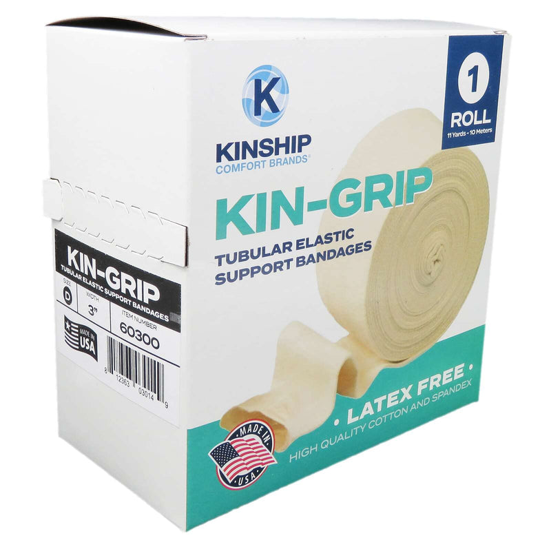 [Australia - AusPower] - KinGrip Tubular Elastic Support Bandages by Kinship Comfort Brands | Tubular Bandage Protects Fragile Skin | Latex-Free | Wound Care | Edema & Lymphedema Support | Made in USA | Size D 3”x10 MTR SIZE D (3.00” x 10 Meters) 