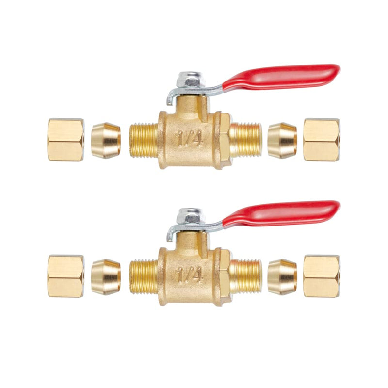 [Australia - AusPower] - Brass Ball Valve Shut Off Switch, Tubing Fitting Straight Coupling Adapter 2pcs (1/4" Compression x 1/4" Compression) 1/4" Compression x 1/4" Compression 