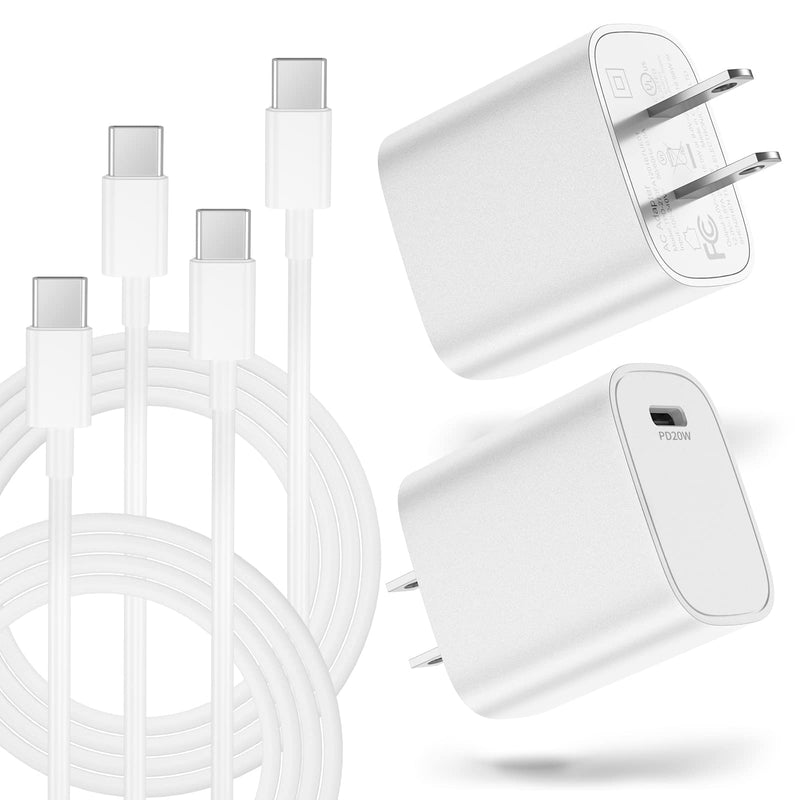 [Australia - AusPower] - iPad Pro Charger [Apple MFi Certified] 20W USB C Fast Charger 6.6FT USB-C to C Cable, 2 Pack PD Wall Charger for Samsung Galaxy S21, iPad Mini 6, iPad Air 4, iPad Pro12.9, iPad Pro11 2021/2020/2018 2Pack 20W USB C Charger with 6FT USB C to C Cable 