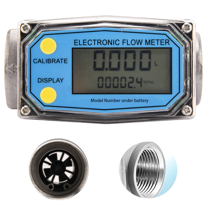 [Australia - AusPower] - 1"Turbine Flow Meter,LCD Electronic Digital Display Flowmeter，with 1-Inch NPT Inlet/Outlet,for Measure A Variety of Diesel, Kerosene, Gasoline Liquid Flow 