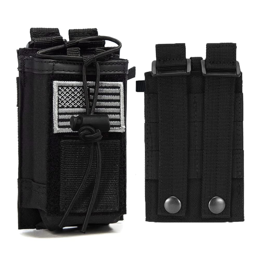 [Australia - AusPower] - Tactical Radio Holder Radio Case Radio Holster Military Heavy Duty Radios Pouch Bag for Two Way Walkie Talkies Outdoor Sports Adjustable Storage with 1 Pack Patch (1pack) 1pack 
