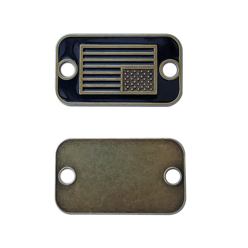 [Australia - AusPower] - SU LIFE Bronze USA Flag Rectangular Paracord Bracelet Accessories or Shoelace Decoration Alloy Rectangle with Rounded Corners and 2 Holes 