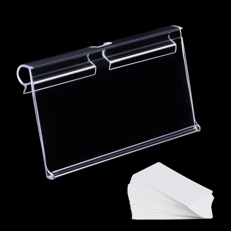 [Australia - AusPower] - 80pcs Wire Shelf Sign Holder Metal Hook Label Tags Plastic Label Holder Retail Sign PVC Clear Shelf Label Holder on Hook (Includes 100 Pieces Label Inserts) (1.65H2.35L inch / 46 cm) 1.65H*2.35L inch / 4*6 cm 