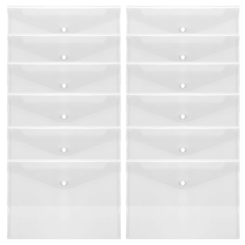 [Australia - AusPower] - Classycoo A4 Plastic Envelopes 12 Pack A4 File Folders Clear Poly Envelopes, Document Folders Organizers with Snap Button for Document Stationery Tools Organization 