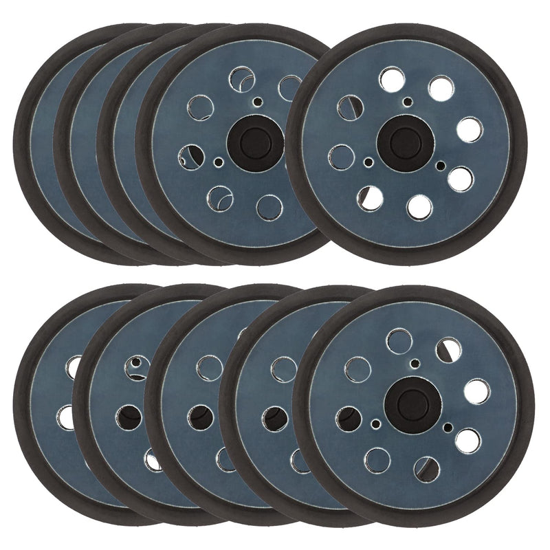 [Australia - AusPower] - 10 Packs 5 Inch 8 Hole Replacement Sander Pads 5" Hook and Loop Sanding Backing Plates for Makita 743081-8 743051-7, DeWalt 151281-08 DW4388, Porter Cable, Hitachi 324-209 10 