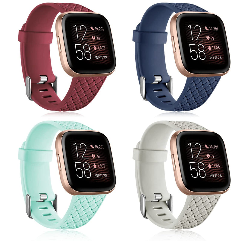 [Australia - AusPower] - Wepro Bands Compatible with Fitbit Versa 2/Fitbit Versa/Fitbit Versa Lite SE SmartWatch for Women Men, Silicone Weave Pattern Wristband for Fitbit Versa Watch, Small, Large Large 7.2"-8.7" Navy blue/Marine Green/Wine Red/Slate Gray 
