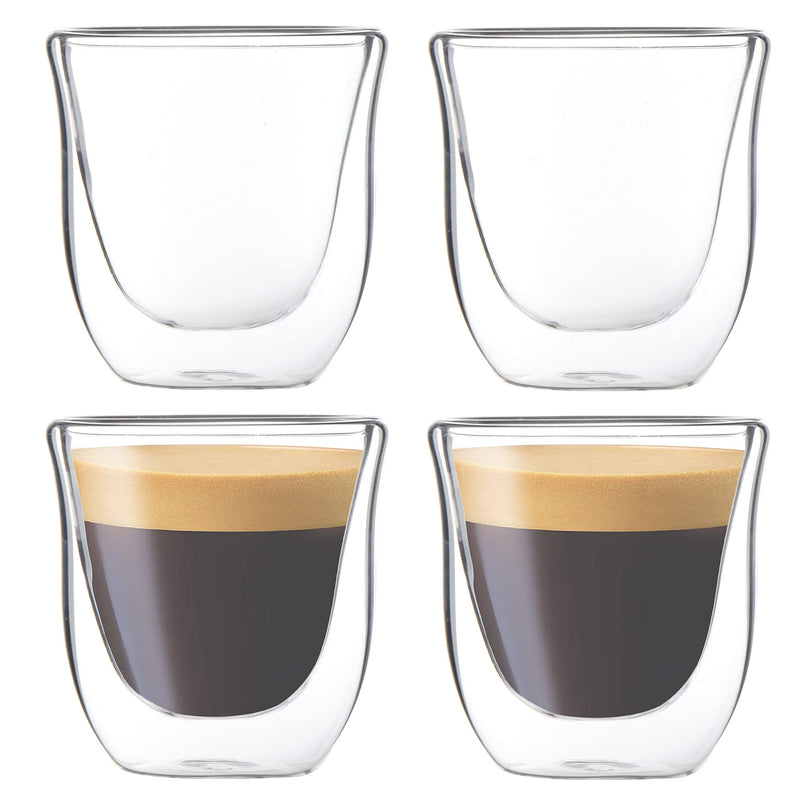 [Australia - AusPower] - Youngever 4 Pack Espresso Cups, Double Wall Thermo Insulated Espresso Cups, Glass Coffee Cups, 2.8 Ounce 