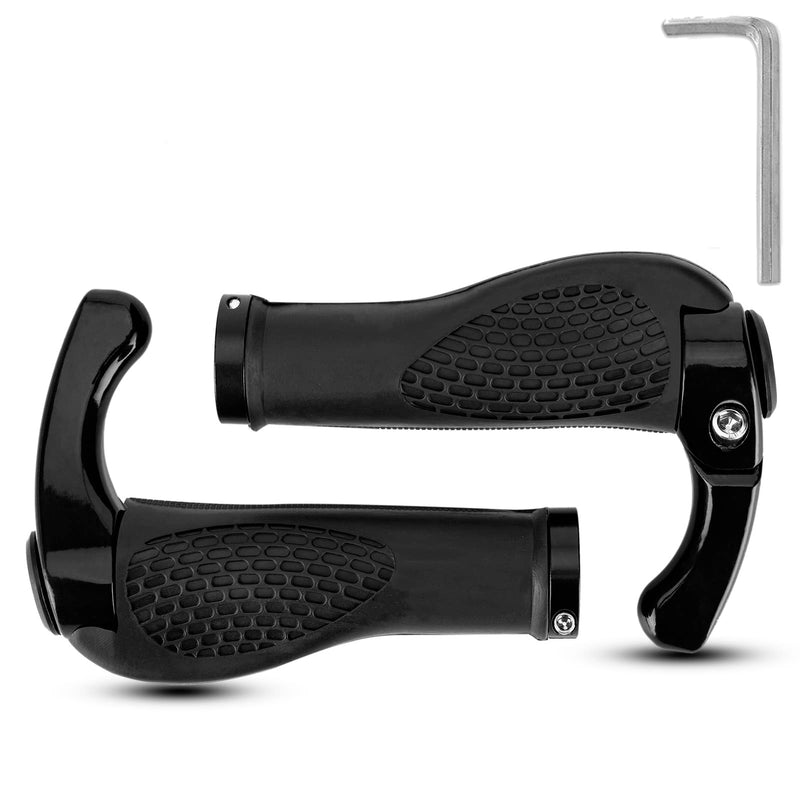 [Australia - AusPower] - ROCKBROS Bike Grips Single Lock-on Bicycle Handle Bar Ergonomics Non-Slip Mountain Bike Handlebar Comfortable & Shock Absorption Rubber Grips for BMX, MTB, Beach Cruiser, Scooter 