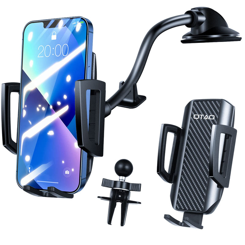 [Australia - AusPower] - [2 Pack] Car Phone Holder Mount,OTAO [Strong Suction & Thick Case] Phone Holder for Car Dashboard Windshield Air Vent Long Arm Hands Free Car Phone Mount Compatible with iPhone Samsung All Phones 