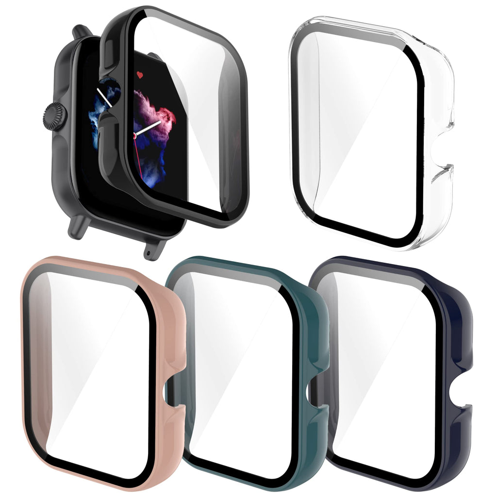 [Australia - AusPower] - Screen Protector Compatible with Amazfit GTS 3 Case,Hard PC Bumper All-Around Protective Cases Full Cover Shell Cases Smartwatch Accessory for Amazfit GTS 3 Black+Green+Blue+Pink+Clear 