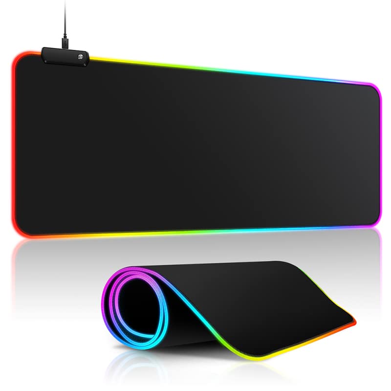 [Australia - AusPower] - Large RGB Gaming Mouse Pad -15 Light Modes Touch Control Extended Soft Computer Keyboard Mat Non-Slip Rubber Base for Gamer Esports Pros 31.5X11.8 