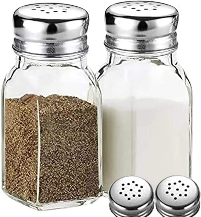 [Australia - AusPower] - Glass Salt and Pepper Shakers Set ,DWTS Salt Shakers with Stainless Steel Lid-Clear Glass Spice Jars,Clear to Know When to Fill,Best Farmhouse Kitchen Decoration Transparent Glass 