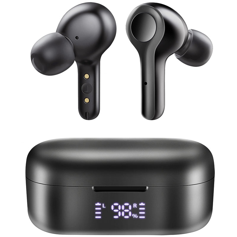 [Australia - AusPower] - Bluetooth 5.2 Wireless Earbuds,Deep Bass Loud Sound Comfortable for Small Ear LED 36H Playtime Clear Call with 4 Microphones in-Ear Stereo Headphones Compatible for iPhone Android,Workout-Black Black 