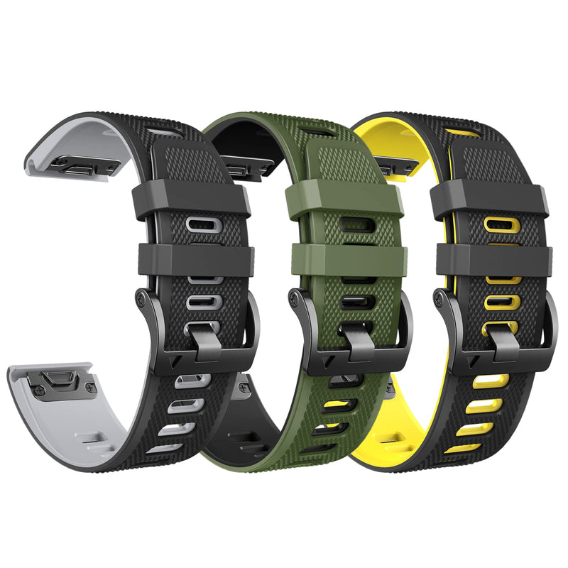 [Australia - AusPower] - NotoCity for Fenix 6 Band 22mm Width Soft Silicone Watch Strap for Fenix 7/Fenix 5/Fenix 5 Plus/Fenix 6/Fenix 6 Pro/Forerunner 935/Forerunner 945/Approach S60/Quatix 5 3 Pack 