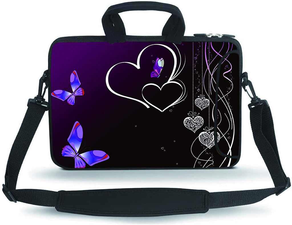 [Australia - AusPower] - 11-15.6" Case Laptop/Chromebook/Ultrabook/MacBook air Notebook PC Messenger Bag 14-15.6 inch Purple Butterfly 