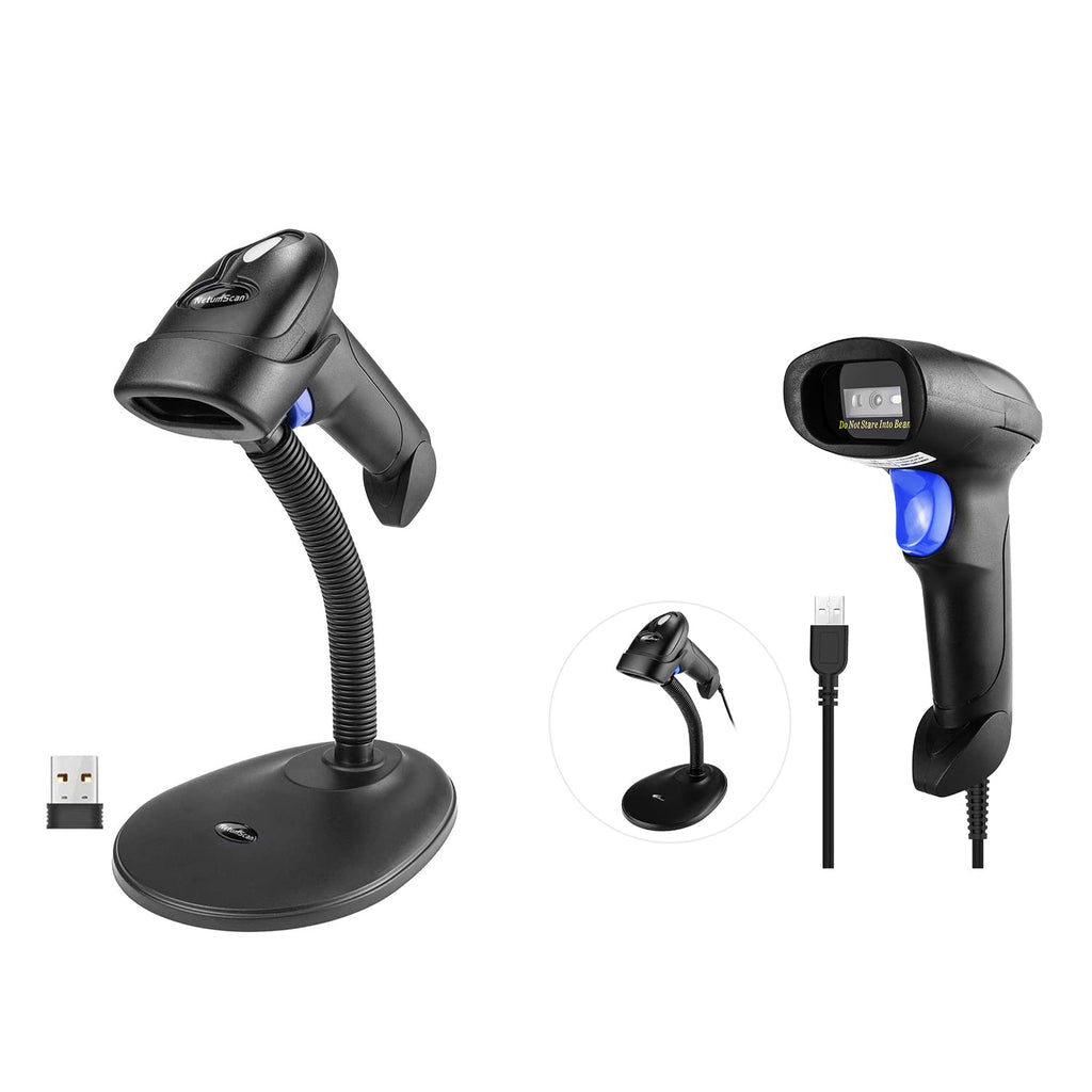 [Australia - AusPower] - Wireless 1D 2D Barcode Scanner with Stand & USB 2D Barcode Reader Automatic QR Code Scanner Supports Screen Scan Handheld CMOS Image Bar Code Reader for Warehouse POS and Computer 