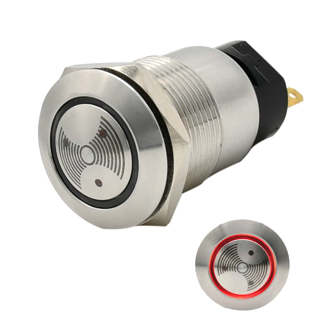 [Australia - AusPower] - Red LED Buzzer 12V 19mm Alarm Indicator Light Lamp Stainless Steel Metal Signal Pilot 0.75"Mounting Hole with 85dB Sound J19-BZL 19MM 12V 