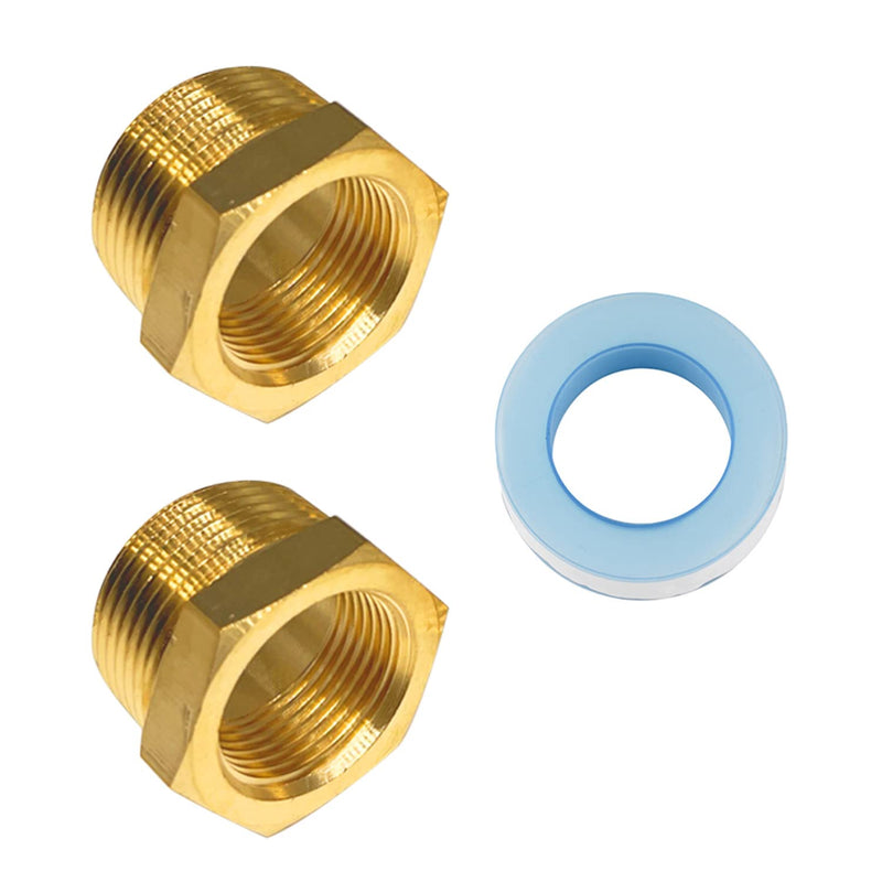 [Australia - AusPower] - LIONMAX Brass Hex Bushing Reducer, 3/4'' NPT Male X 1/2'' NPT Female Bushing Adapter Pipe Fitting, (2 PCS), with Sealing Tape 