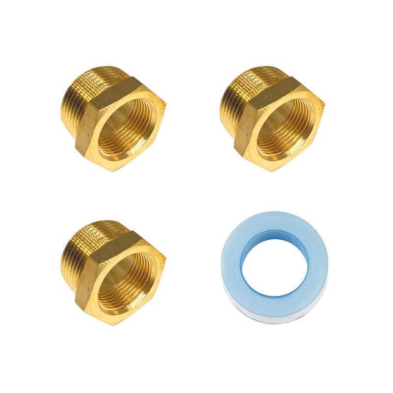 [Australia - AusPower] - LIONMAX Hex Bushing Reducer 3 PCS, 3/8 Inch NPT Male X 1/4 Inch NPT Female, Brass Pipe Fittings Threaded Reducer, with Sealing Tape 
