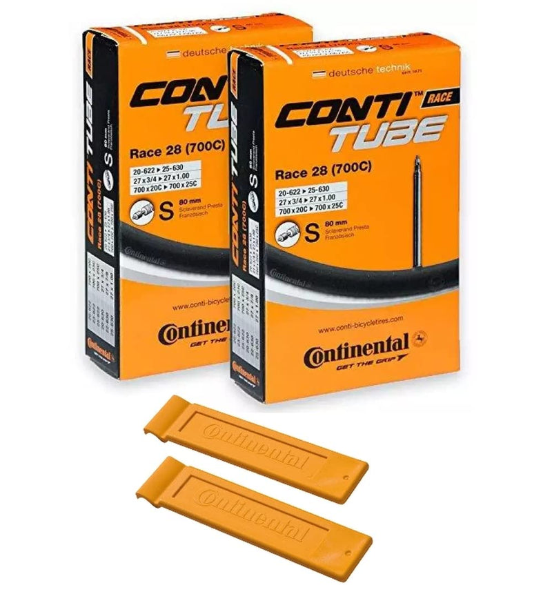 [Australia - AusPower] - Continental Race 28" 700x20-25c Inner Tubes - 80mm Long Presta Valve (Pack of 2 Tubes w/ 2 Conti Tire Levers) 