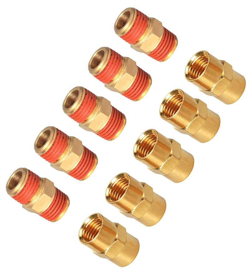 [Australia - AusPower] - YOTOO Solid Brass Air Hose Fittings, Male and Female Couplings 3/8 inch x3/8 inch NPT with Storage Case, 10-Piece Packed 