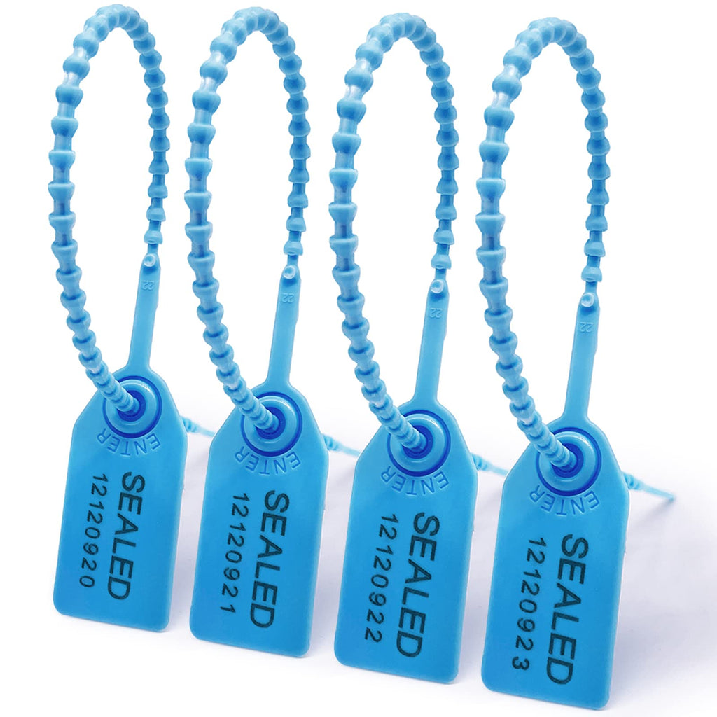 [Australia - AusPower] - FALEYA.WZW Pull Tight Security Seals, Plastic Tamper Tags 100pcs 250mm for Fire Extinguishers & Shipping, Self-Locking Safety Disposable Numbered Zip Ties (10 in Blue) 