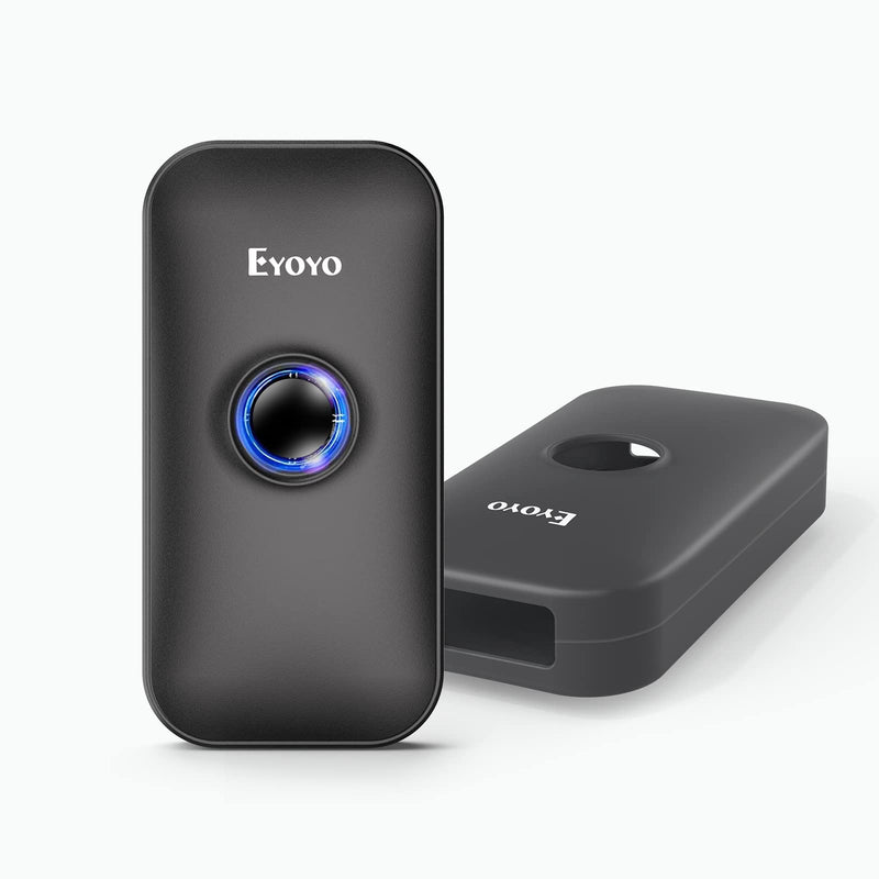 [Australia - AusPower] - Eyoyo Mini 1D Bluetooth Barcode Scanner with Case, 3-in-1 Bluetooth & USB Wired & 2.4G Wireless Barcode Reader Portable Bar Code Scanning Work with Windows, Android, iOS, Tablets or Computers(Black) Black 