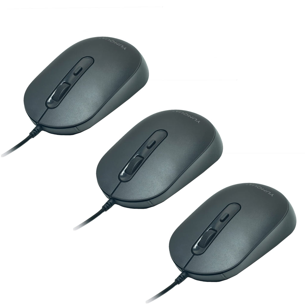 [Australia - AusPower] - 3 Pack USB Wired Computer Mouse, YUMQUA M104 Silent Optical Corded Mouse Mice Bulk for Laptop PC Chromebook, Black 